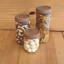 Kit 3 Potes Com Tampa Rosca Amadeirado 650ml/1100ml/1400ml