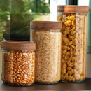 Kit 3 Potes Com Tampa Rosca Amadeirado 650ml/1100ml/1400ml