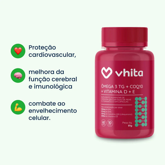 Ômega 3 em 1: Ômega 3 com Coenzima Q10 e Vitaminas D e E